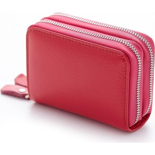 Genuine Leather Large Capacity Card Holder Wallets Women Men Credit Card Storage Bag Casual Coin Purse Top Layer Cowhide Pouch