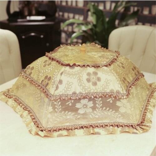 High-End European-Style Lace Folding Large round Dish Cover Food Cover Dining Table Cover Umbrella Dish Cover