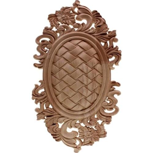 VZLX Rubber Wood Carved Onlay Applique Unpainted Furniture For Vintage Home Decor Door Cabinet Decoration Color Figurine