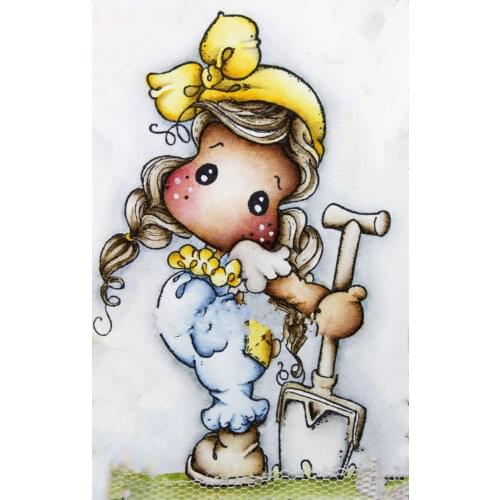 Yulan A Shovel Girl Transparent Silicone Rubber And Metal Die Sheet Cling Scrapbooking DIY Cute Pattern Photo AlbumStamp