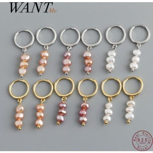 WANTME Real 925 Sterling Silver Natural Freshwater Baroque Pearl Stud Earrings for Women Bohemian Charming Jewelry Trend 2021