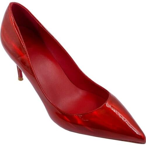 Customize Color Extra Size 34-45 Mirror Patent Microfiber Classical Design High Heels Elegant Women Pumps Shoes