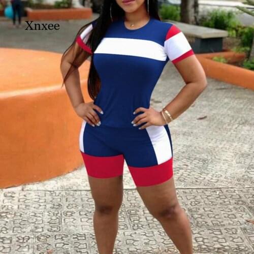 2021 Summer Two-Piece Womens Fashion Color-Blocking Letter Print Top Shorts Suit Sportswear Womens Shorts 2-Piece Set