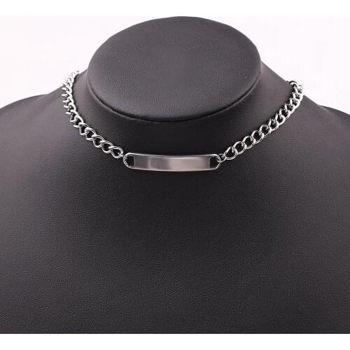 Wholesale Titanium Steel Stainless Steel Rectangular Collar Necklace For Women Gothic Jewelry Clavicle Chain Choker Rock Gifts