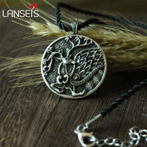 1pcs CH-850-C celt symbol stag animal pendant necklace Double sided pendant