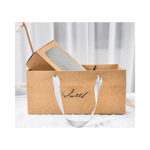 10pcs Sweets Kraft Box Paper Bag Biscuit Cookie Gift Cupcake Box Candy Bag Event & Party Cake Decorating Baking Supplies