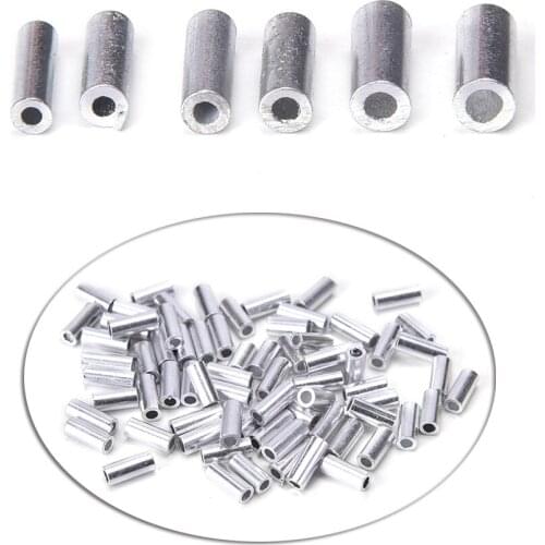 100pcs/bag stainless steel fishing line Aluminum Crimp sleeve copper tube 1.0mm-2.0mm sea fishing accessories fishing line tube