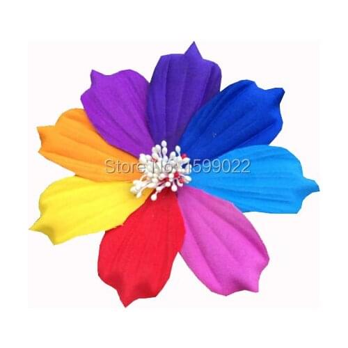 2pcs/lot Colorful Ponytail Flower Barrette Rainbow Hair Clip Head Accessories for Women Kids Children Holiday Performance Wear