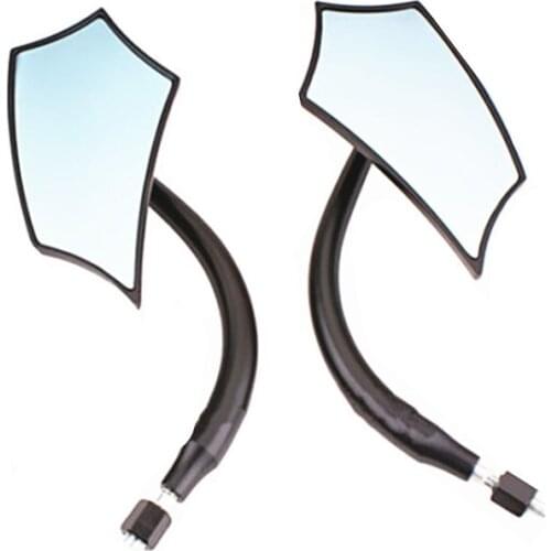 2x Universal Black Oblique Spear Side Mirrors Motorcycle For Honda Kawasaki Suzuki Yamaha Chopper Dual Sport