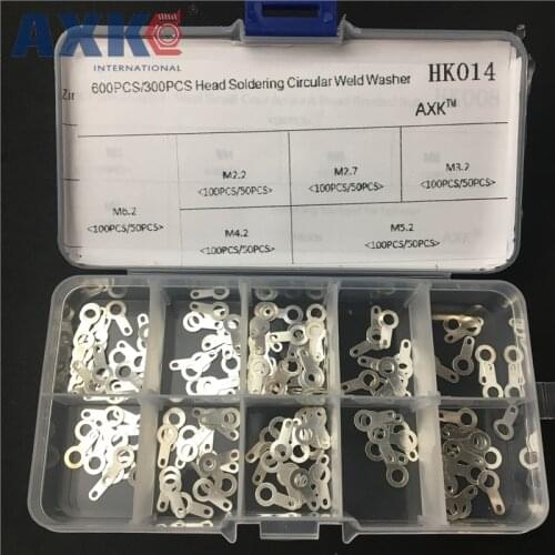 300Pcs/600Pcs M2.2-M6.2 Silver-plated Copper Single Head Soldering Circular Weld Washer Welding Sheet Soldering Lug Kit HK014