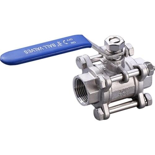 304 Stainless Steel Ball Valve 1/2" 3/4" 1" 1-1/4" 1-1/2" BSP Female 3 Piece Manual Ball Valve 232 Degree Available