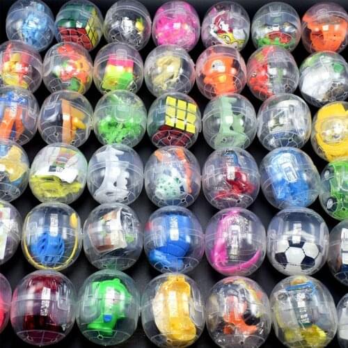 5Pcs Transparent 47mm*55mm Plastic Siamese Capsules Toy Balls With Different Toy Ramdom Mix For Vending Machine Funny egg