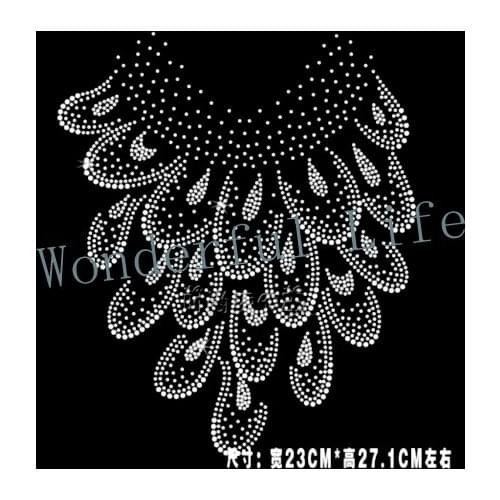 Free shipping very nice and shining flower for ladys tshirt hot fix rhinestones Iron on heat transfer design for clothing