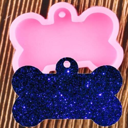 Shiny Dog Bone Shape Silicone Molds Keychain Pendant Polymer Clay DIY Jewelry Making Epoxy Resin Moulds