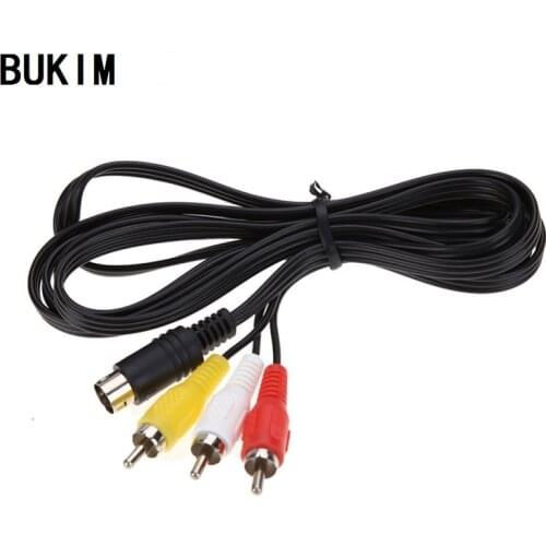 BUKIM 10 PCS Hot Sale 1.8M 10 pins Audio Video AV Cable For Sega For Saturn A/V RCA Connection Cord
