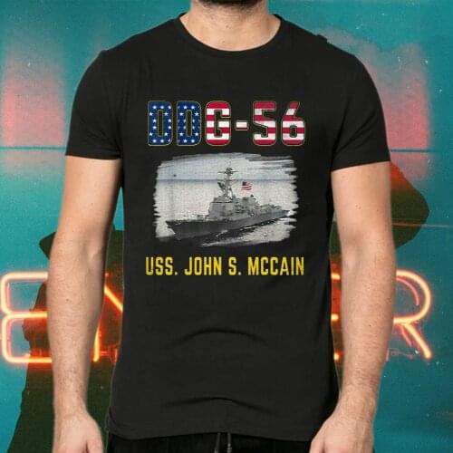 DDG-56 USS John S. McCain Warship Photo Printed Mens T-Shirt. Summer Cotton Short Sleeve O-Neck Unisex T Shirt New S-3XL