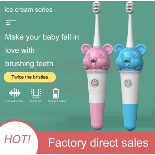 Childrens toothbrush, soft hair small brush head, 3-12 years old baby smart electric toothbrush waterproof oral cleaning