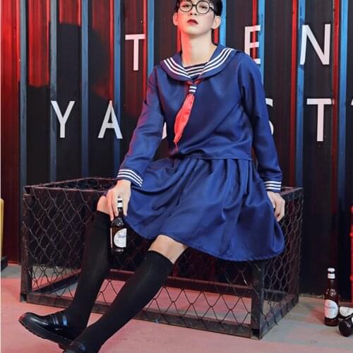 Mens Japanese Student Skirt Crossdressing Lingerie Outfit Set,Gay Bar Stage Costume
