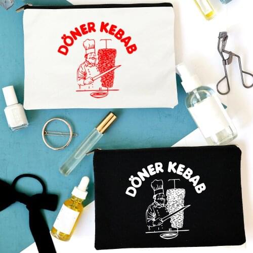 Fashion Doner Kebab Cosmetic Bag Halloween Gift Graphic Makeup Zipper Pouch Jewelry Home Organizer Purse Travel Toiletry Bags