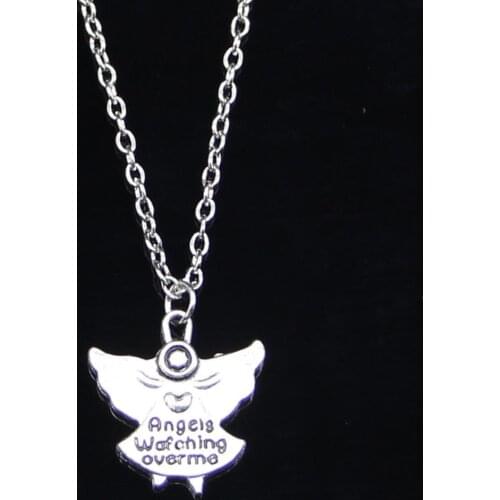 20pcs Fashion Necklace 20x19mm guardian angel watching over me Pendants Short Long Women Men Colar Gift Jewelry Choker