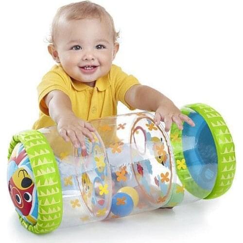Inflatable Baby Activity Crawling Roller Toy With Rattle And Ball PVC Early Educational Infant Toy Beginner Crawl Along Game Hot