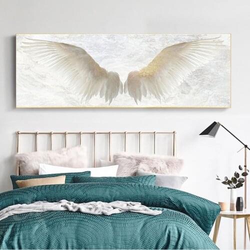 Wall Posters And Print White Angel Wings Vintage Wall Art Canvas Painting Wings Art Wall Picture For Living Room Decor