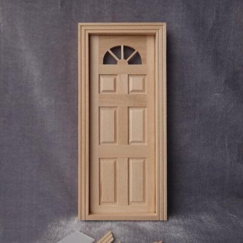 New Arrival 1:12 Scale Dollhouse Miniature Door Model DIY Pretend Play House Wooden Furniture Accessories