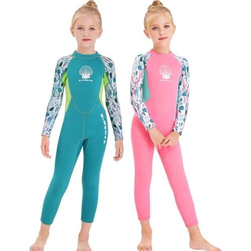 New childrens diving suit 2.5mm one piece warm winter swimsuit girls long sleeve cold proof snorkeling surfing jellyfish jacke