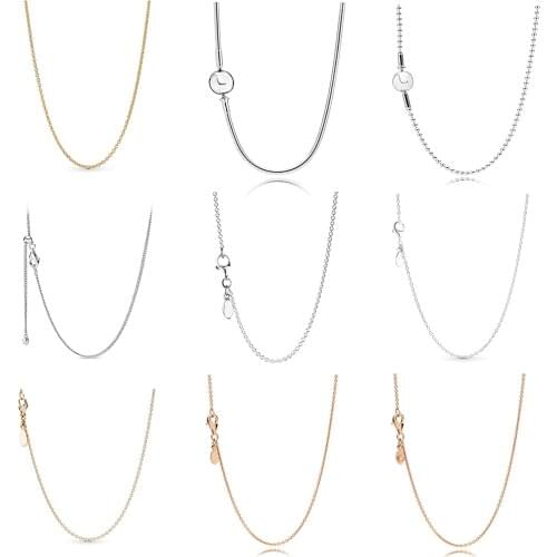 100% Sterling Silver Patterned Silver Chain Necklace (Adjustable) Basic Charm Necklace With Logo Necklace For Women