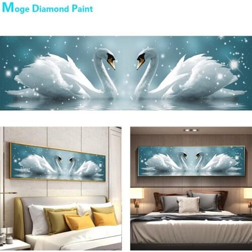 A pair of White Swans Diamond Painting Animal Round Full Drill Nouveaute DIY Mosaic Embroidery 5D Cross Stitch Bedside Banner