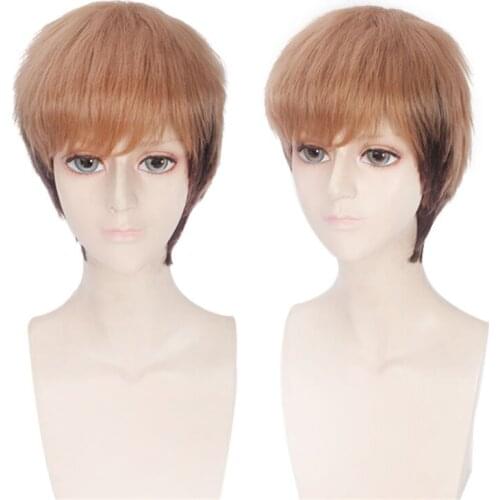 30cm Anime Attack on Titan Cosplay Jean Kirstein Wig Role Playing Wigs Halloween Cosplay Brown Hair Ponytail Heat Resistant Hair