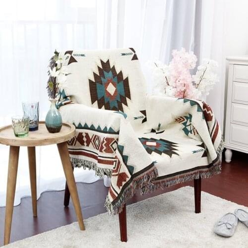 Nordic Modern Geometry Jacquard Tassel Blanket Throw Soft Sofa Blanket Cover Knitted Blanket On Sofa/Beds/Travel