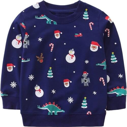 New Autumn Srping Christmas Sweaters for Boys Girls Clothing Cartoon Printed New Years Sweatshirts Children Tops Outwear Shirts