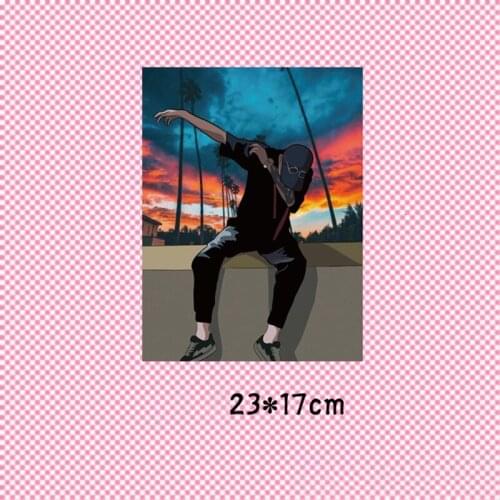 Cool Iron on Patches for Clothing Handsome Boy Heat Transfer Sticker on Clothes America Transfert Thermocollants T-shirt Decor