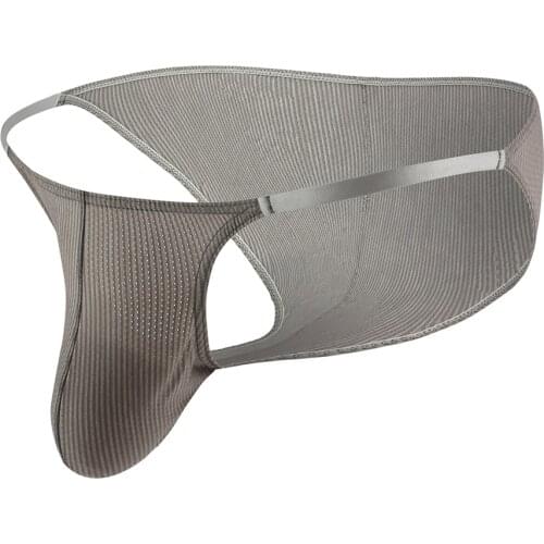 Mens Striped Mesh briefs bikini low waist sexy man erotic gay Breathable underwear