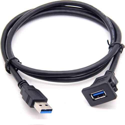Square Single Port USB 3.0 Panel Flush Mount Extension Cable With Buckle for Car Truck Boat Motorcycle Dashboard 1m/2m