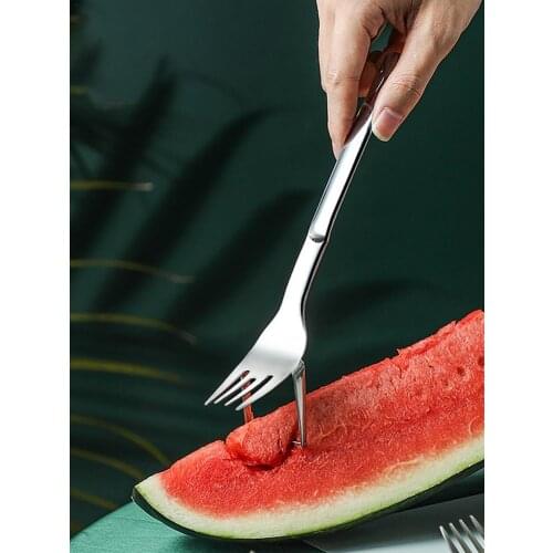 Stainless Steel Watermelon Fork Cutter Fruits Cake Cutting Serving Tool Multi-tip Head Cut Watermelon In Pieces Fruit Divider