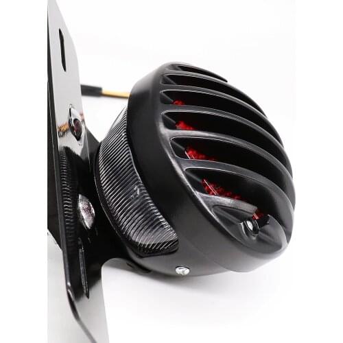 Motorcycle Taillight Black Round Metal Motorcycle Tail Brake Light for Harley Bobber Chopper Custom April IA Mana