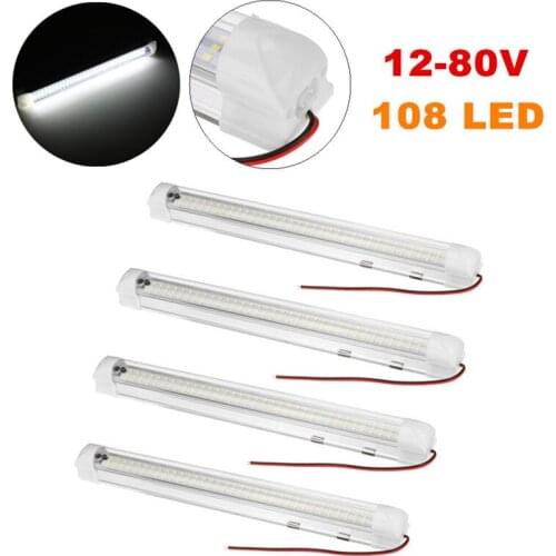 1/2/4x 12-80V 108 LED Universal Car Interior Light Bar Strip ON/OFF Switch For RV Van Truck Lorry Camper Boat Caravan Motorhome