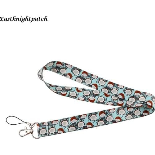 12pcs/lot E3040 Cartoon Coconut Keychain Phone Lanyard Fashion Strap Neck Lanyards ID Card Holder Keys Kids Gift