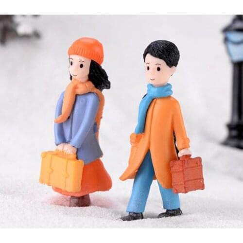 2Pcs 2x5cm Mini Figures Couple Home Decoration Accessories Fairy Garden Lovers Ornament Dollhouse Figurines Miniature Decor