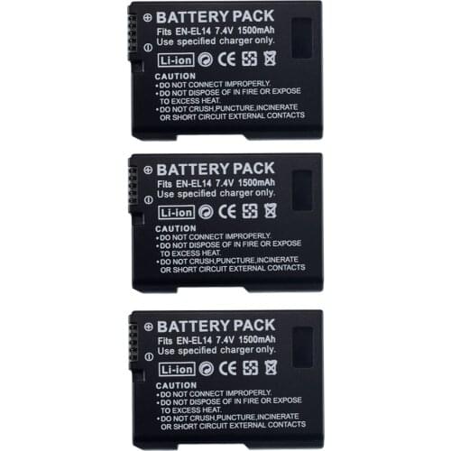 3x EN-EL14a Replacement Battery for Nikon D3400 D5500 D5200 D3100 D3200 D5100 P7000 P7100