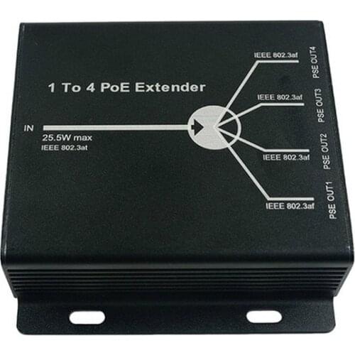 4 Port IEEE802.3at 25.5W PoE Extender / Repeater for IP camera Extend 120m transmission distance with 10/100M LAN ports