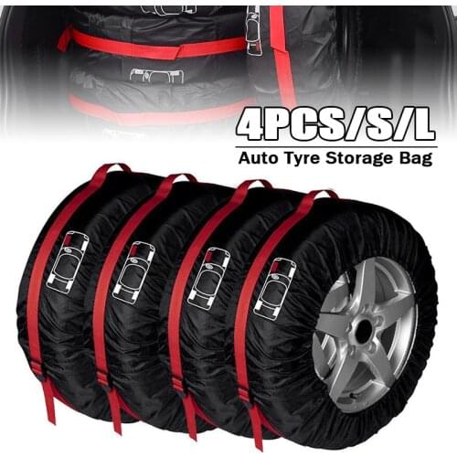 4pcs Dust-proof Waterproof Protector Car Spare Tire Cover Case Polyester Auto Wheel Tires Storage Bags Vehicle Tyre Accessories