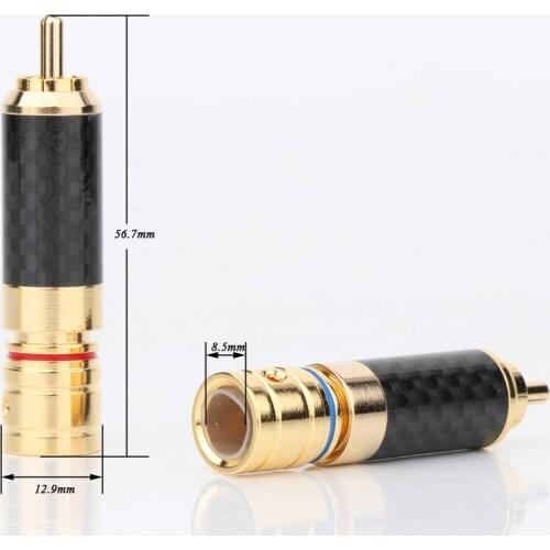 4pcs Hight Quality Carbon Fiber Gold Plated RCA Plug hi-end interconnects Cable connector plug , signal wire jack