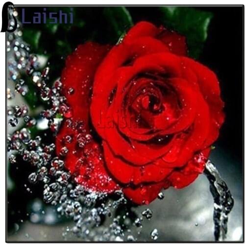 Full round diamond Red rose square diamond embroidery flower picture diamond painting rose mosaic home decoration Couples gift