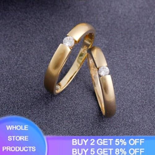 Free Sent Certificate Silver 925 Rings Lover Couples Jewelry Charm 14K Gold Color Zircon Engagement Wedding Rings for Men Women