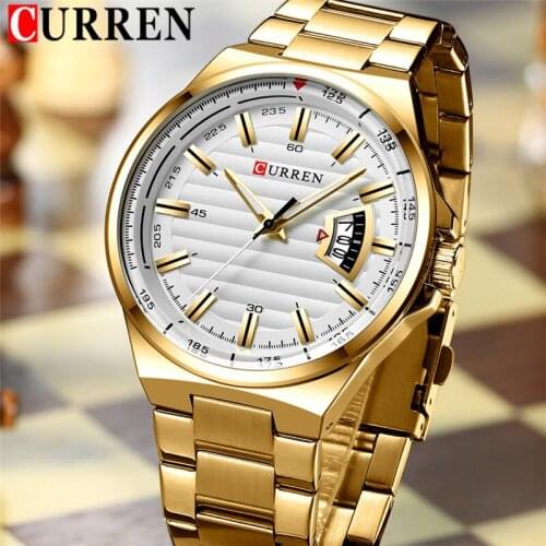 CURREN Sport Men Watch Top Brand Luxury Gold Military Business Waterproof Male Clock Stainless Steel Quartz Man Wristwatch 8375