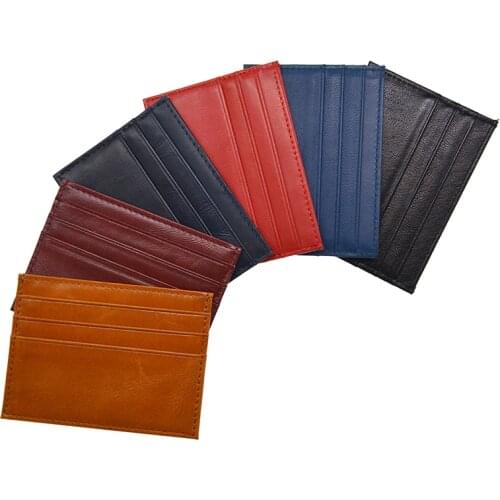 Premium Cowhide Genuine Leather ID Card Holder Flat Vintage Color Travel Card Cover Slim Card Case Custom Name Company LOGO