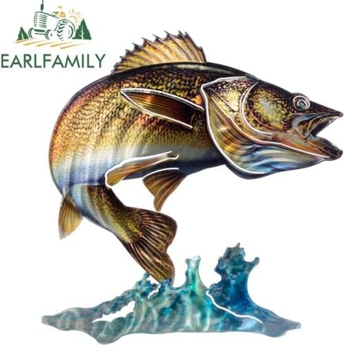 EARLFAMILY 13cm x 12.5cm for Cool Jumping Fish Car Assessoires Stickers Windshield Surfboard Decal Waterproof Graffiti Graphics